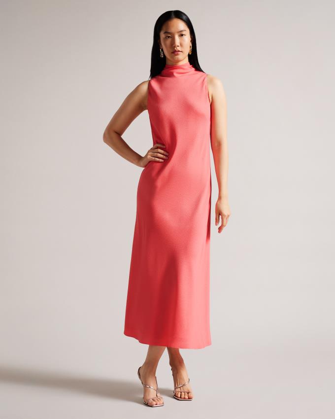 Peignoir Ted Baker Cowl Neck Sleeveless Midi Slip Corail Femme | SLY-92722049